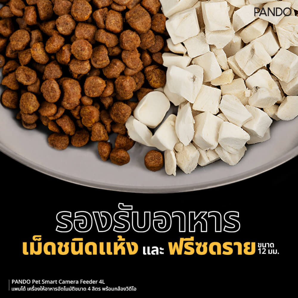เครื่องให้อาหารอัตโนมัติ PANDO ขนาด 4 ลิตร (พร้อมกล้องวิดีโอ)